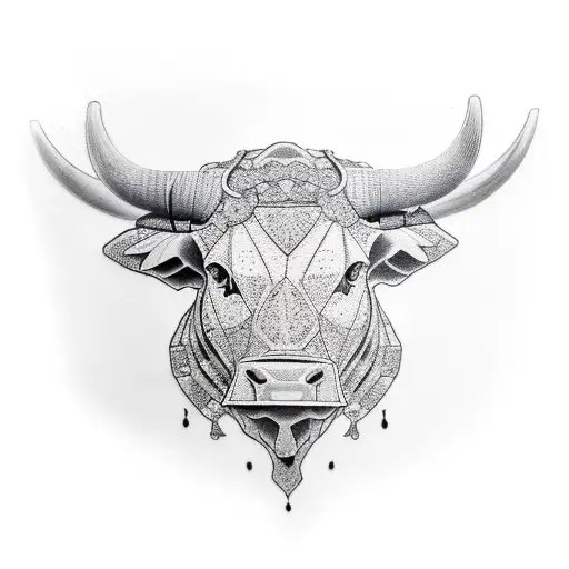 bull one half realistic one half polygon  tattoo design idea
