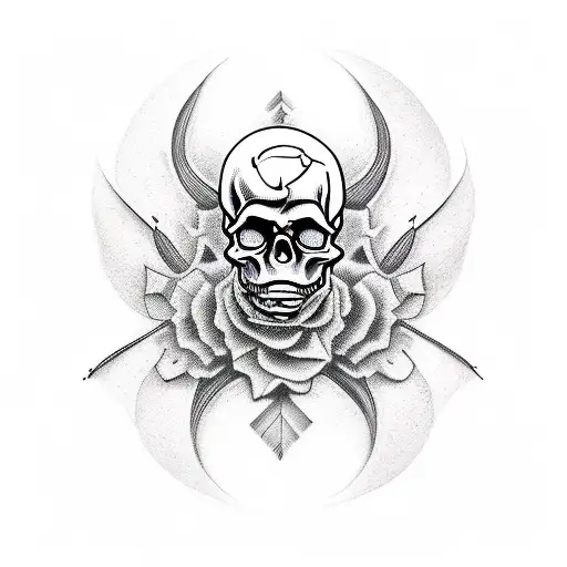 skull music tattoo design idea