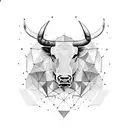 bull one half realistic one half polygon  tattoo design idea