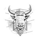 bull one half realistic one half polygon  tattoo design idea