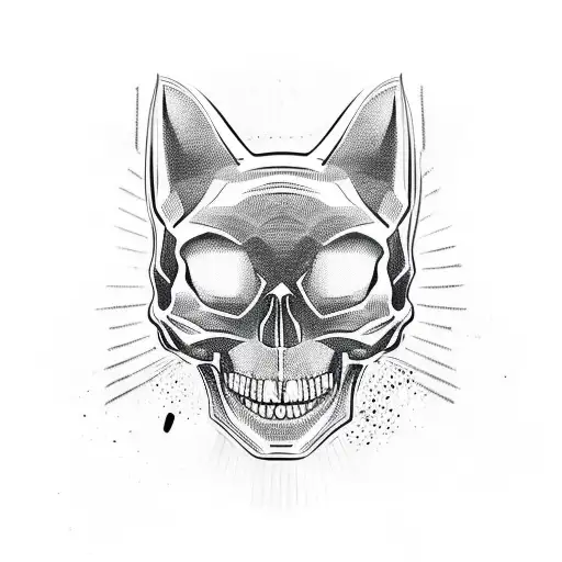 Skull maths a black cat tattoo design idea