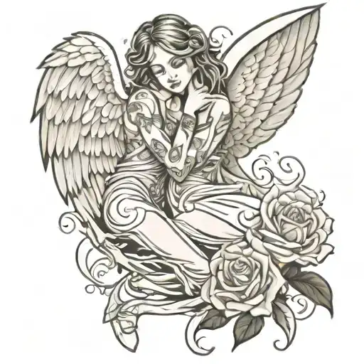 angel whispers tattoo design idea