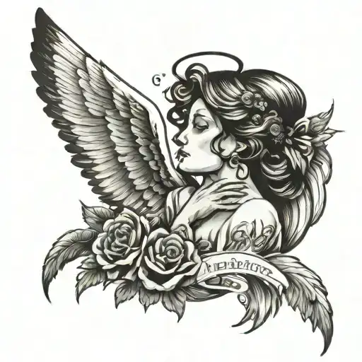 AN ANGEL SPEAKS IN A WHISPER tattoo design idea