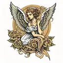 AN ANGEL SPEAKS IN A WHISPER tattoo design idea