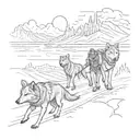 An immigrant family crossing a border with a wolf leading the way, showcasing your journey as an immigrant and your connection to wolves tattoo design idea