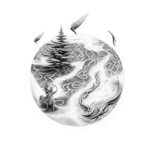 the four nature elements. earthe air fire water tattoo design idea