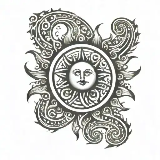 sun made of musical notes tattoo design idea
