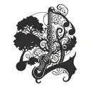 tree made of musical instruments forming  musical notes tattoo design idea