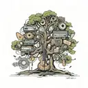 a tree made of musical instruments incorporated tattoo design idea
