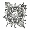 sun made of musical notes tattoo design idea