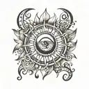 sun made of musical notes tattoo design idea