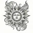 sun made of musical notes tattoo design idea