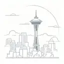 A minimalist outline of the Space Needle in Seattle, WA tattoo design idea