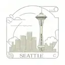 A minimalist outline of the Space Needle in Seattle, WA tattoo design idea