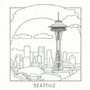A minimalist outline of the Space Needle in Seattle, WA tattoo design idea