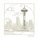 A minimalist outline of the Space Needle in Seattle, WA tattoo design idea