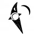 rocket ship towards moon tattoo design idea