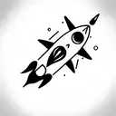 rocket ship towards moon tattoo design idea