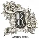 In Roman numerals, the date May 31, 2022, in a thin serif font, with the inscription “animus meus” placed inside the dig tattoo design idea