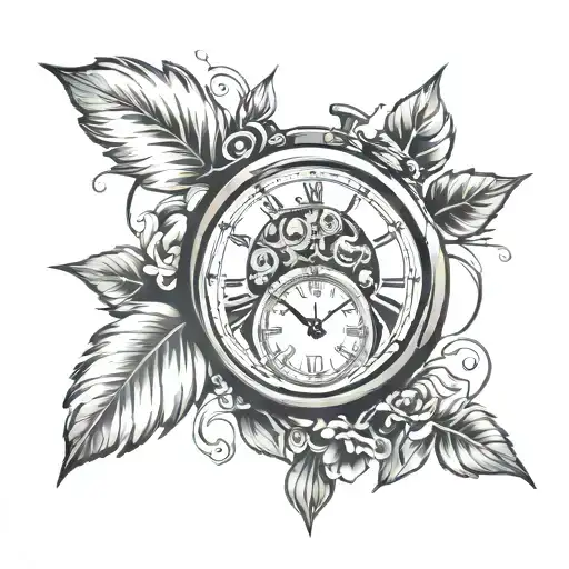Time and glass broken clock tattoo design idea