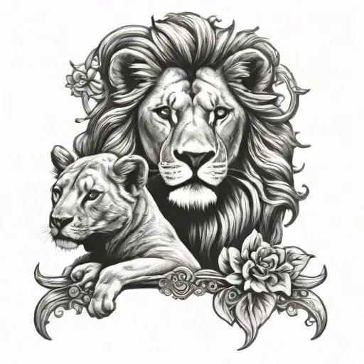lion and lamb tattoo design idea