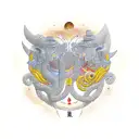 Anubi and RA in a cosmic battle tattoo design idea