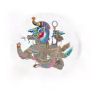 Anubi and RA in a cosmic battle tattoo design idea