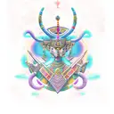 Anubi and RA in a cosmic battle tattoo design idea