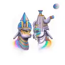 Anubi and RA in a cosmic battle tattoo design idea