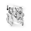 man holding playing cards tattoo design idea