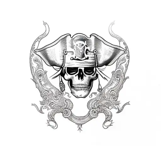 pirate theme with birth date in Roman numerals  tattoo design idea