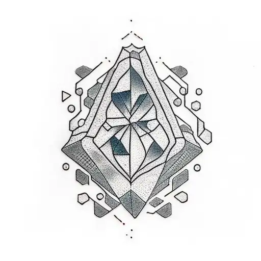 A dotwork tattoo of a mineral-inspired bookshelf filled with dark and mysterious books tattoo design idea