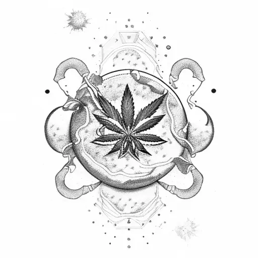 chemical composition of marijuana combined with capricorn constellation,   tattoo design idea
