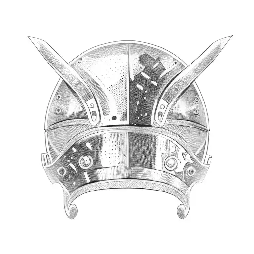 A Viking helmet adorned with car parts tattoo design idea
