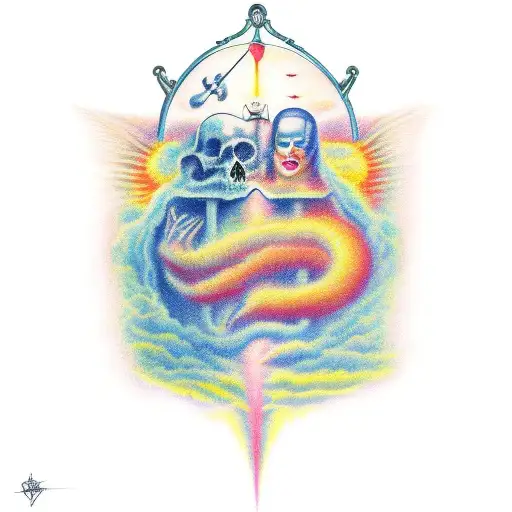 heaven and hell colliding  tattoo design idea