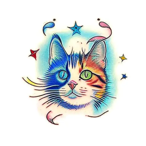 calico cat tattoo design idea