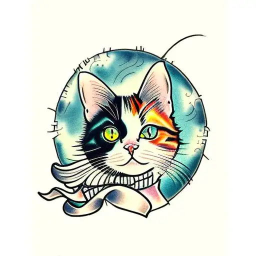 calico cat tattoo design idea