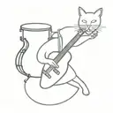 cat with bass and drum set tattoo design idea