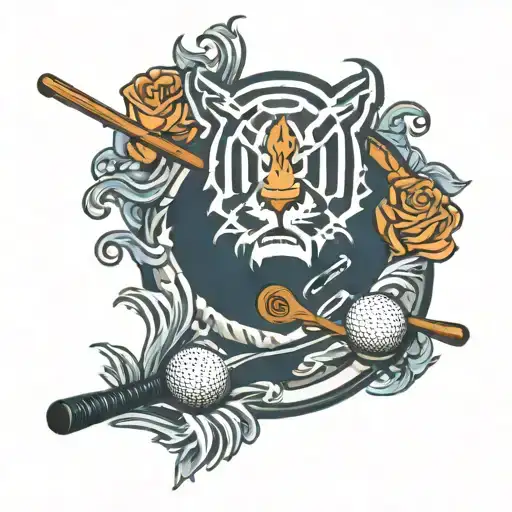 Detroit Tigers logo Golf clubs water tattoo design idea