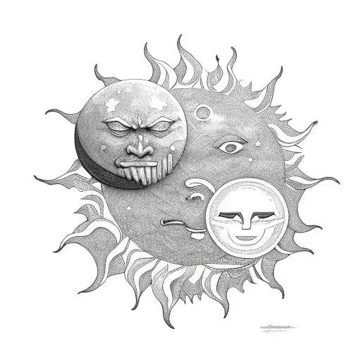 Sun and Moon tattoo design idea