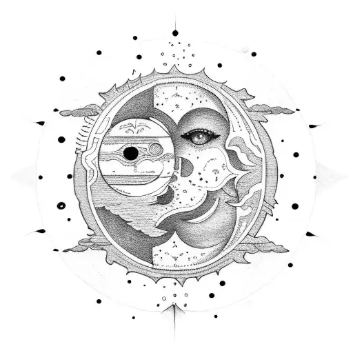 Sun and Moon tattoo design idea