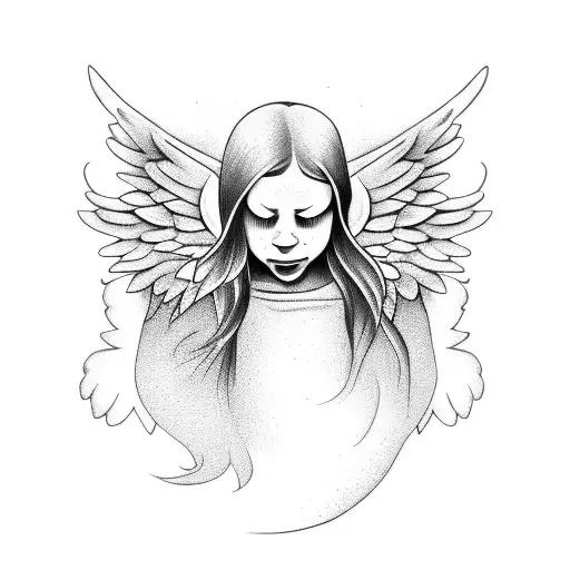 a crying angel  tattoo design idea