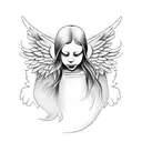 a crying angel  tattoo design idea