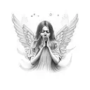 a crying angel  tattoo design idea