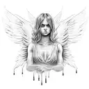 a crying angel  tattoo design idea