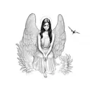 a crying angel  tattoo design idea