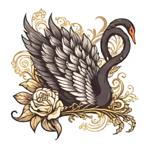Black swan elegant tattoo design idea
