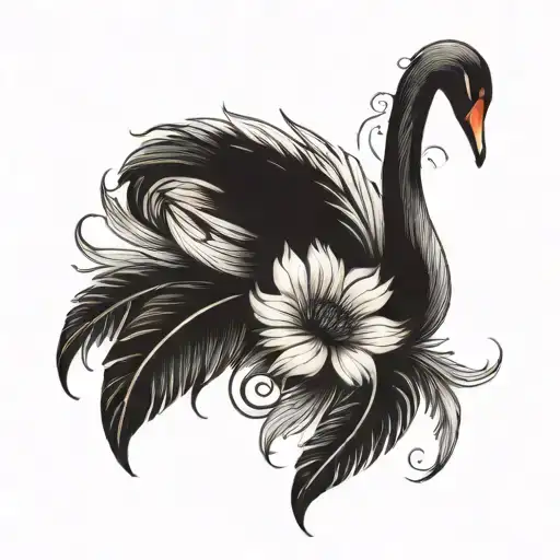 Black swan feathers elegant tattoo design idea
