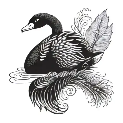 Black swan elegant tattoo design idea