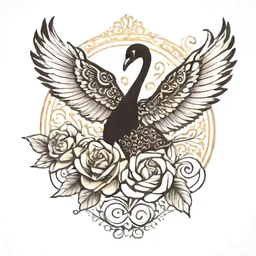 Black swan elegant tattoo design idea